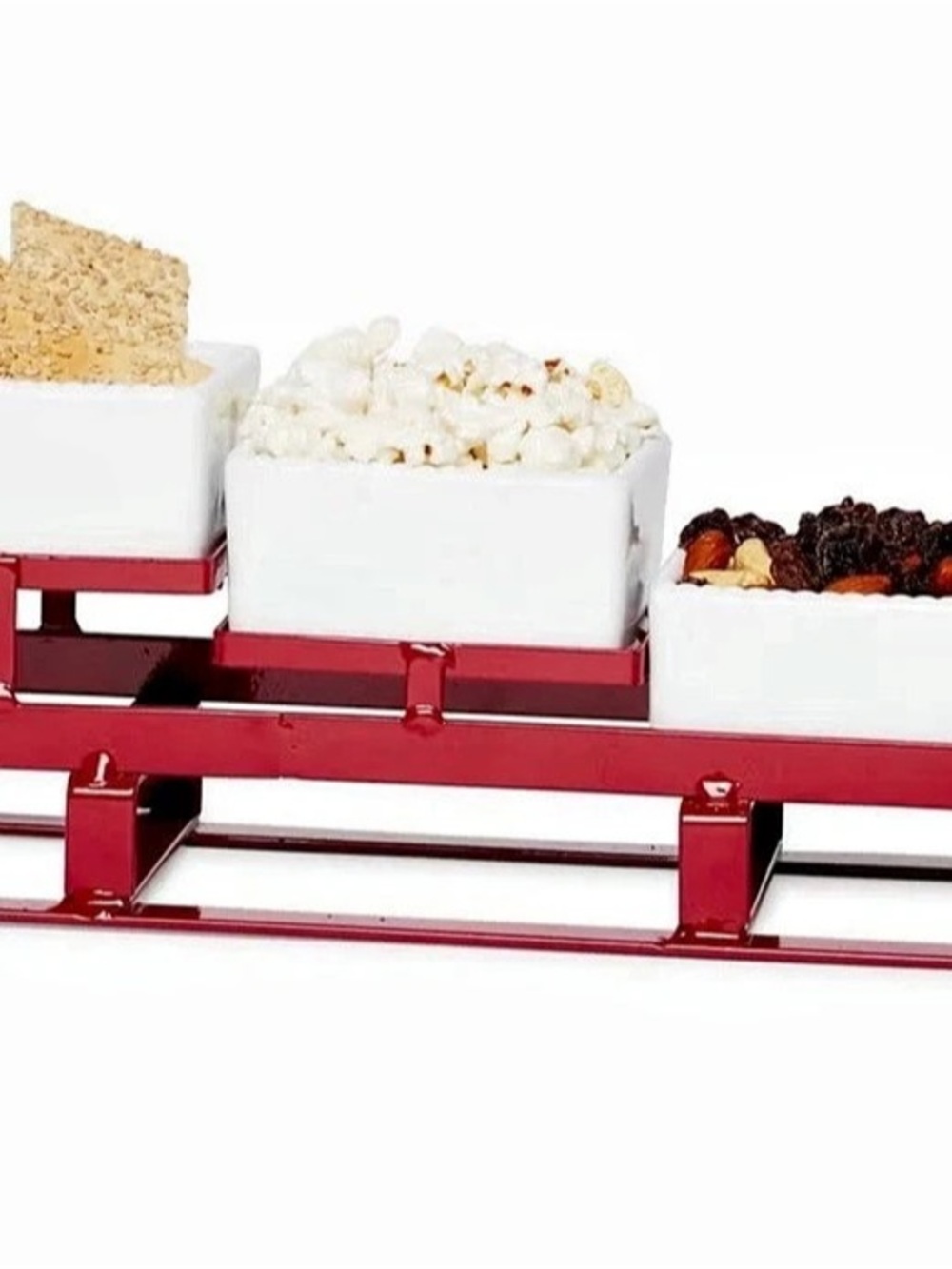 Godinger Gatherings Sleigh Set of Three Condiment Dishes Red & White